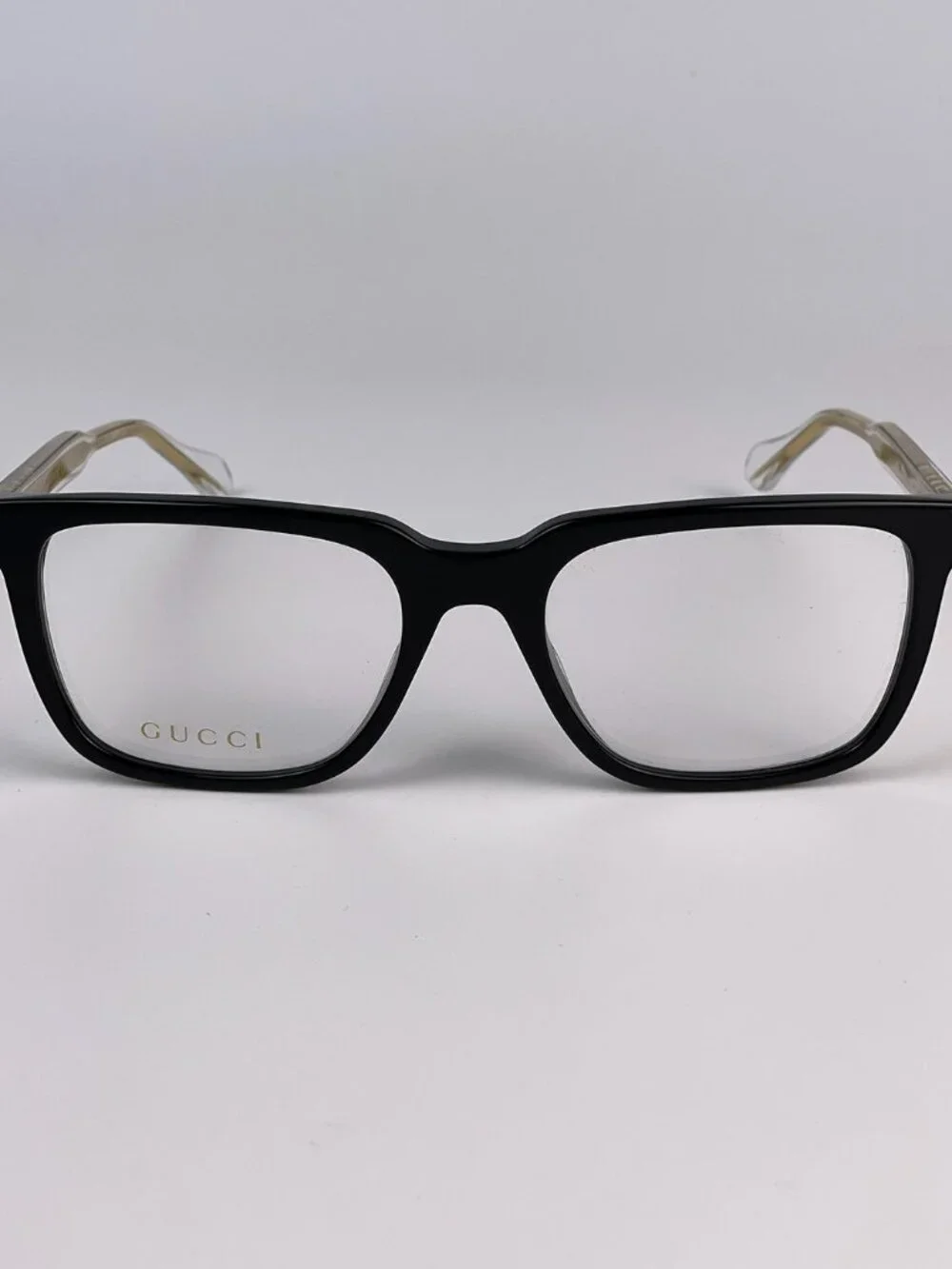 GUCCI GG0560O 005 BLACK GOLD CRYSTAL SQUARE EYEGLASSES
